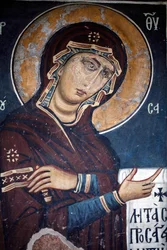 The Merciful Virgin Byzantine Wall Painting from the Church of Asinou Last Judgement Scene 12th Century, Restored in the 14th Century